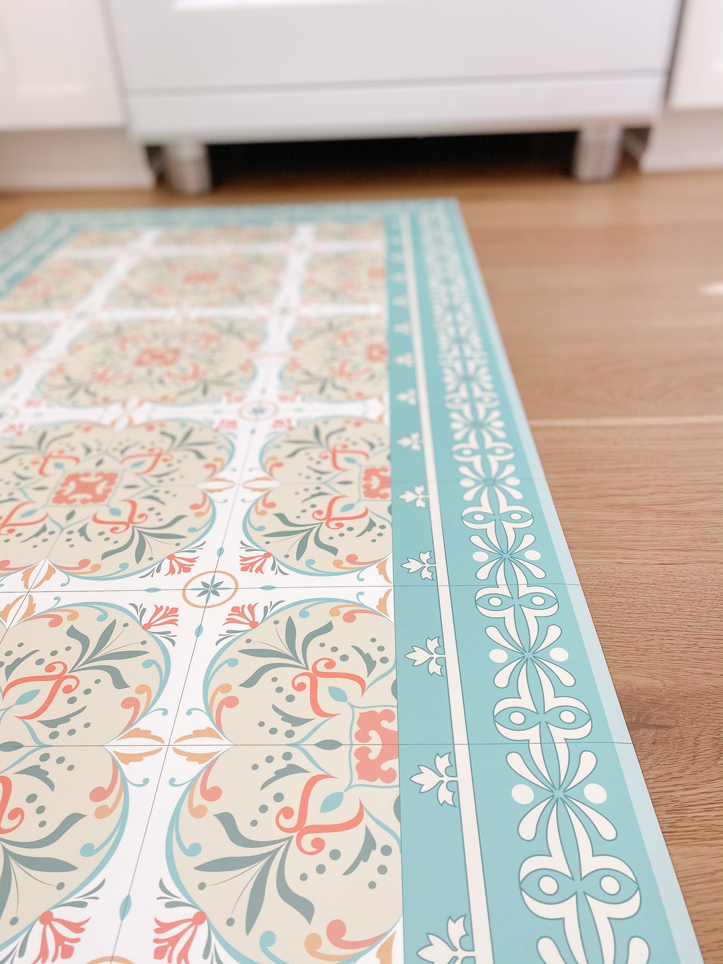 Kitchen Mat 2x3' - Aquamarine / Rose Tile