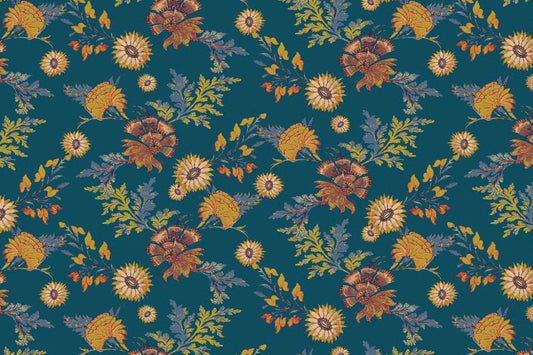Kitchen Mat 2x3' - Dark Teal Flora