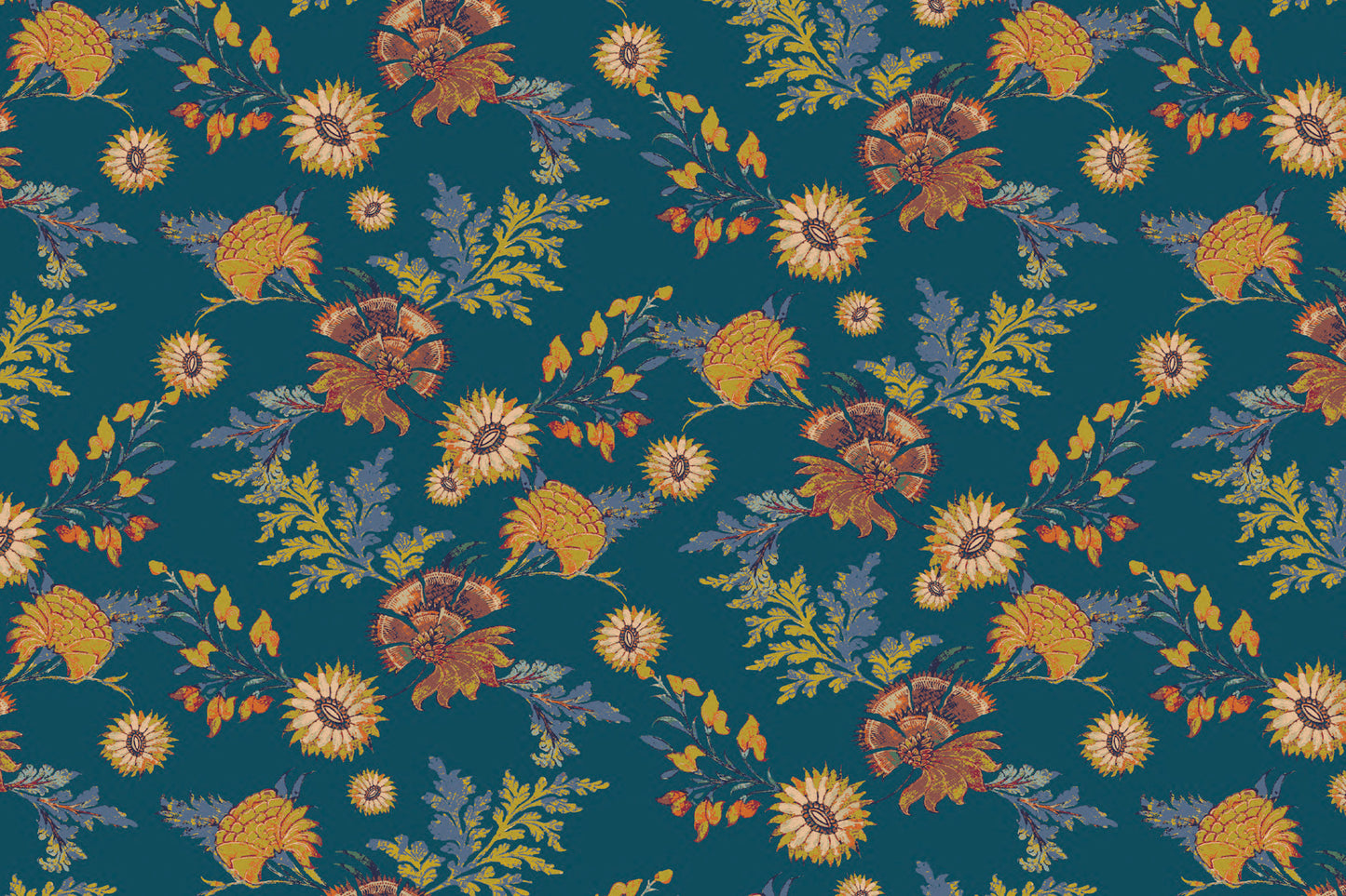 Kitchen Mat 2x3' - Dark Teal Flora